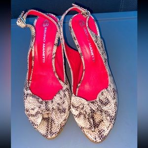 BRUNO MANETTI Peep Toe Sling Back Heeled Sandals